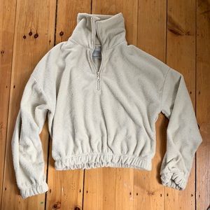 Cropped urban outfitters quarter zip fleece